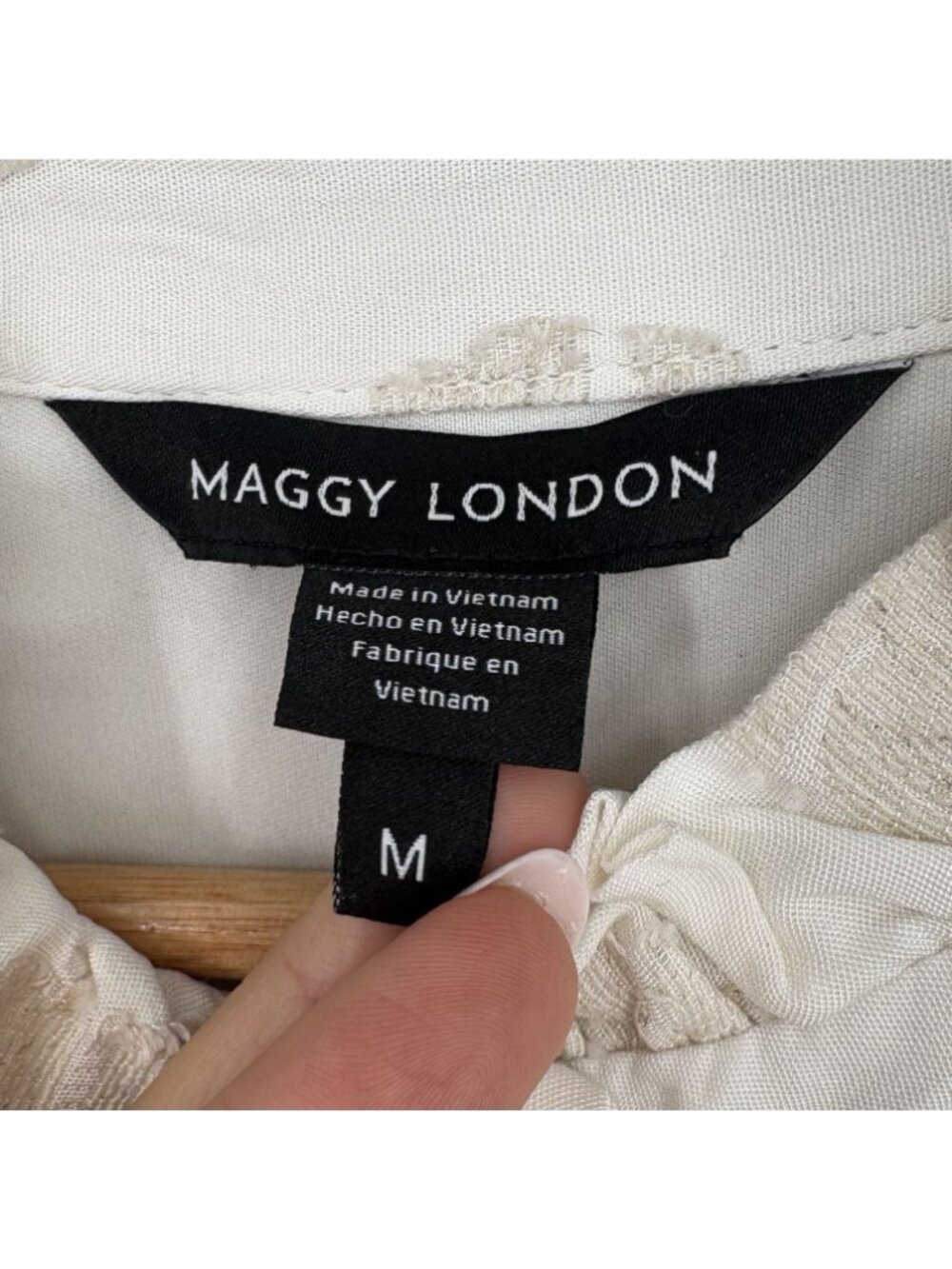 NWT Maggy London Maxi Dress M Ivory Tan Tropical Leaf Linen Blend Coastal Resort - Picture 6 of 9
